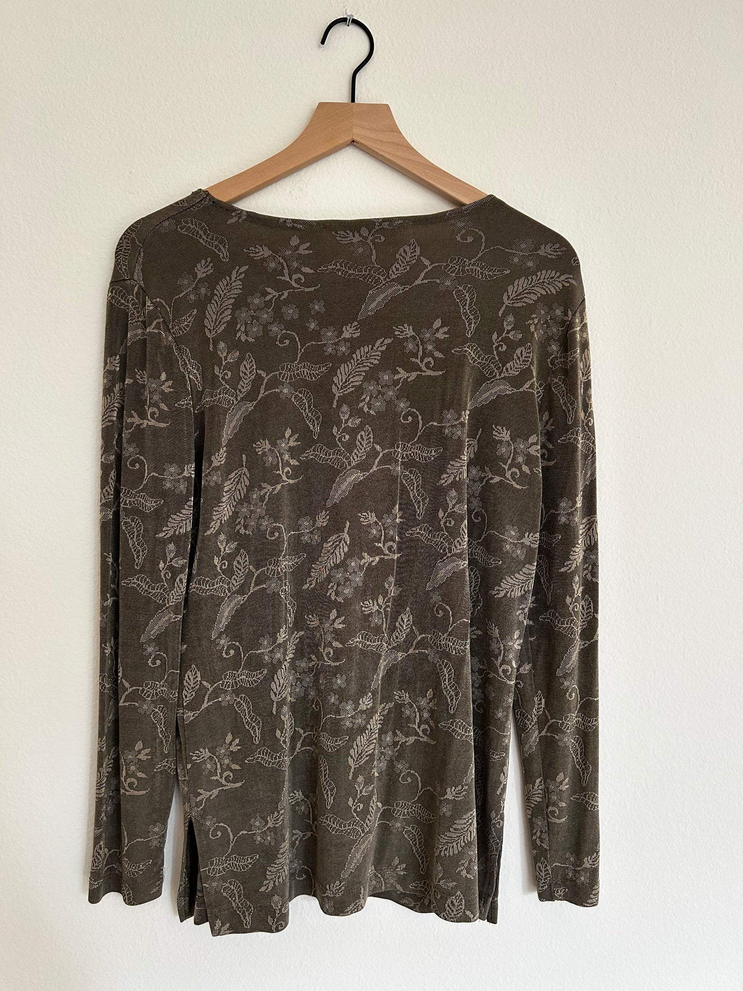 Vintage Floral Patterned Green Long Sleeve