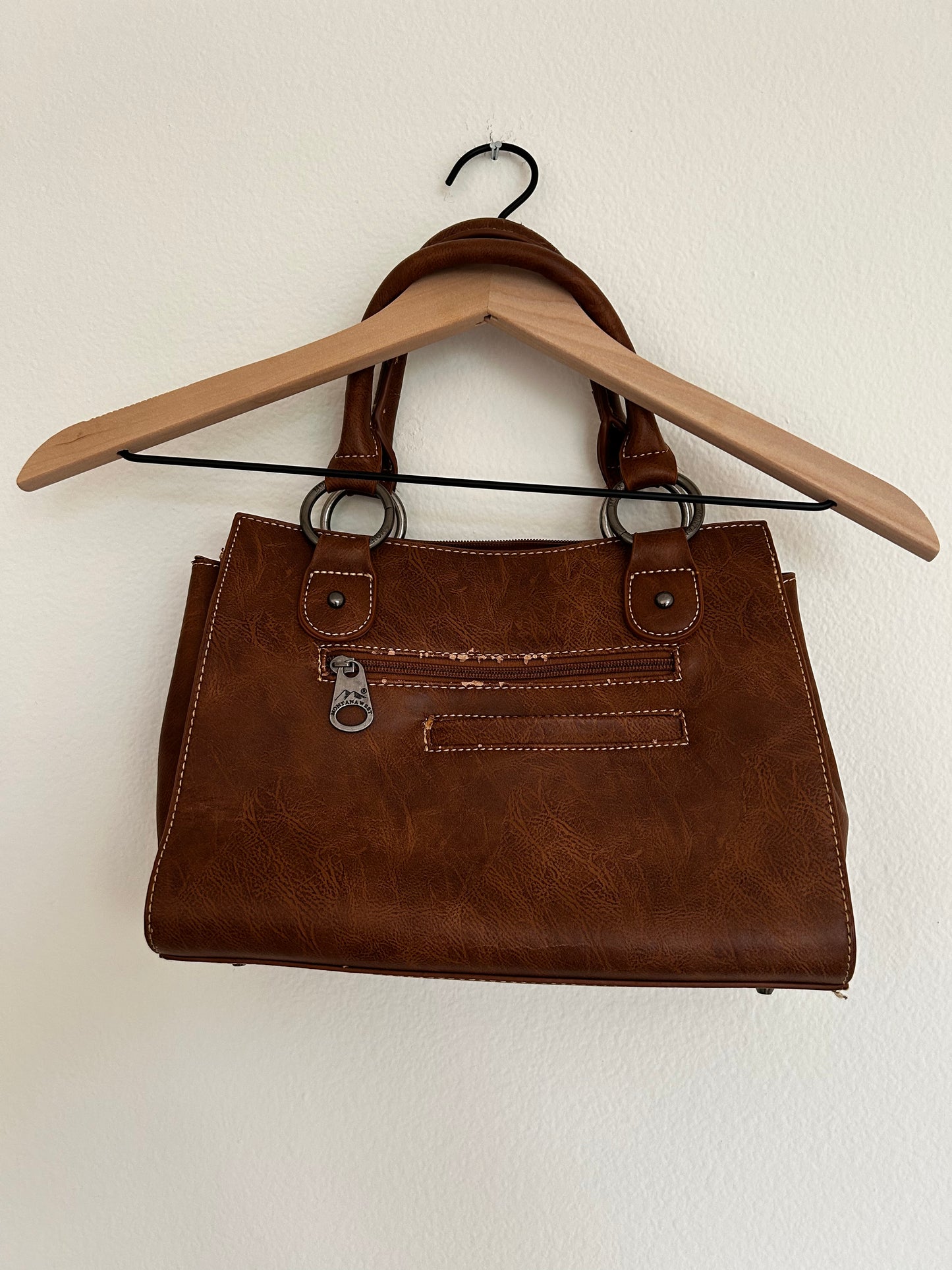 Brown Leather Studded Handbag
