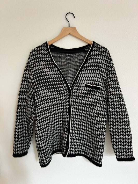 Patterned Black & White Cardigan
