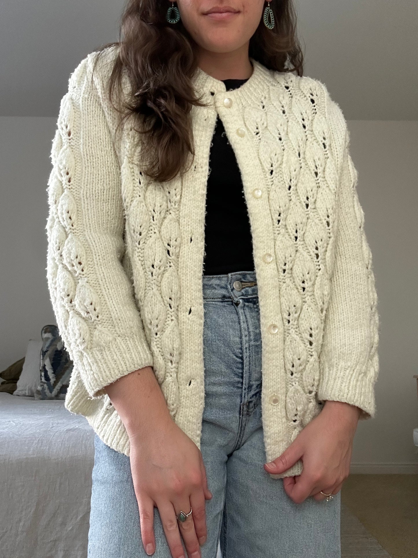 Knitted White Cardigan